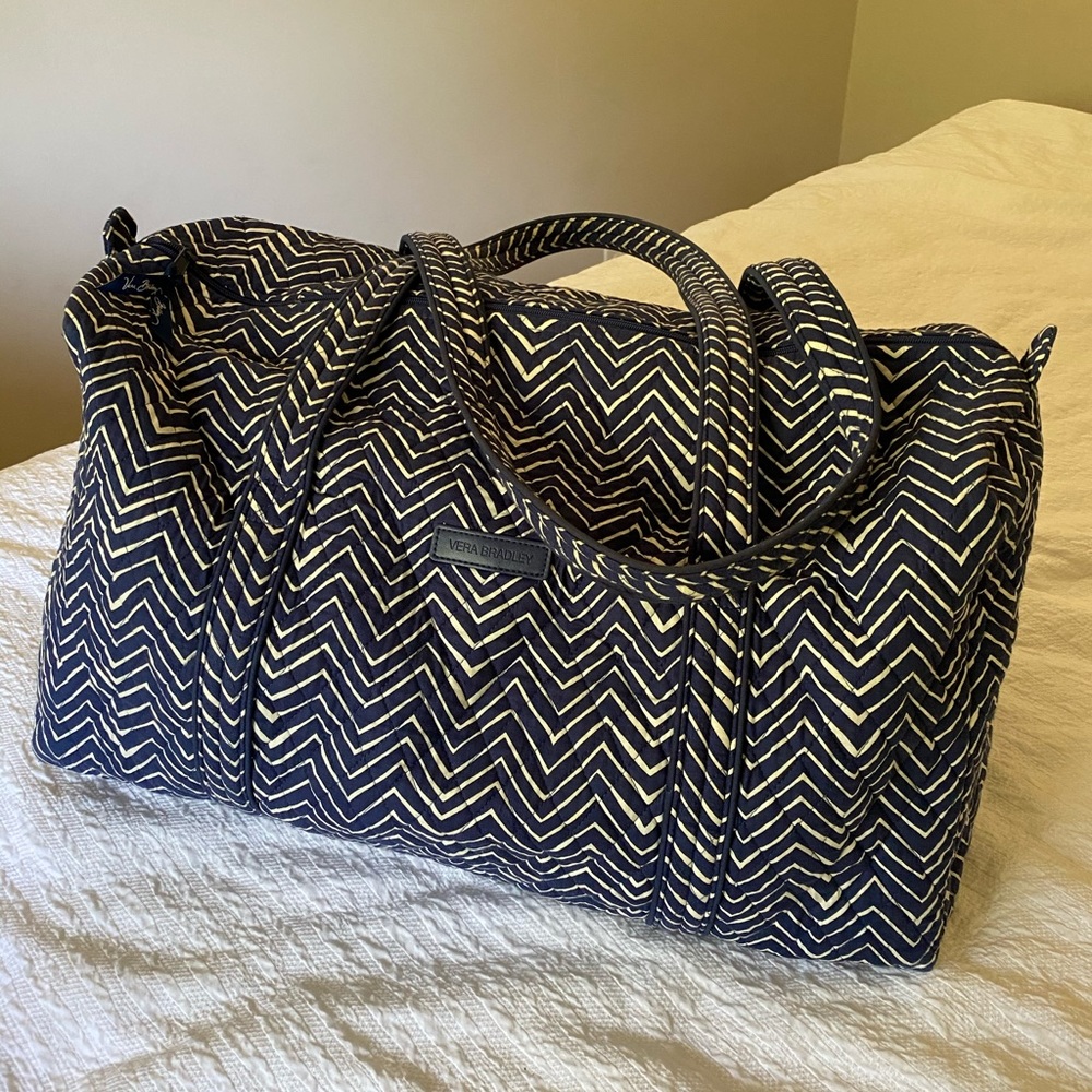 Vera Bradley Blue and White Chevron Duffle